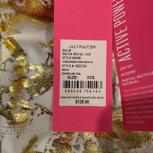 NEW w/TAGS! Lilly Pulitzer’s Luxletic Active Powerstretch Metallic Gold leggings - Picture 5 of 14
